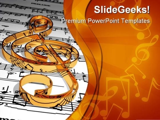 Gold Music Symbol PowerPoint Themes And PowerPoint Slides 0311