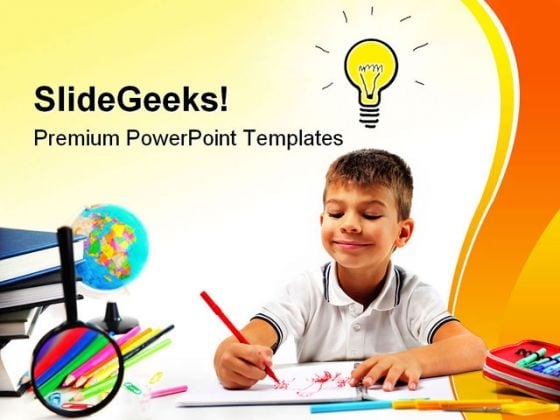free powerpoint templates children. Smiling Child Having An Idea