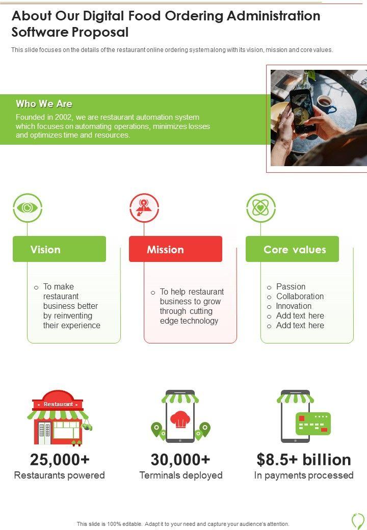 About_Our_Digital_Food_Ordering_Administration_Software_Proposal_One_Pager_Sample_Example_Document_Slide_1.jpg