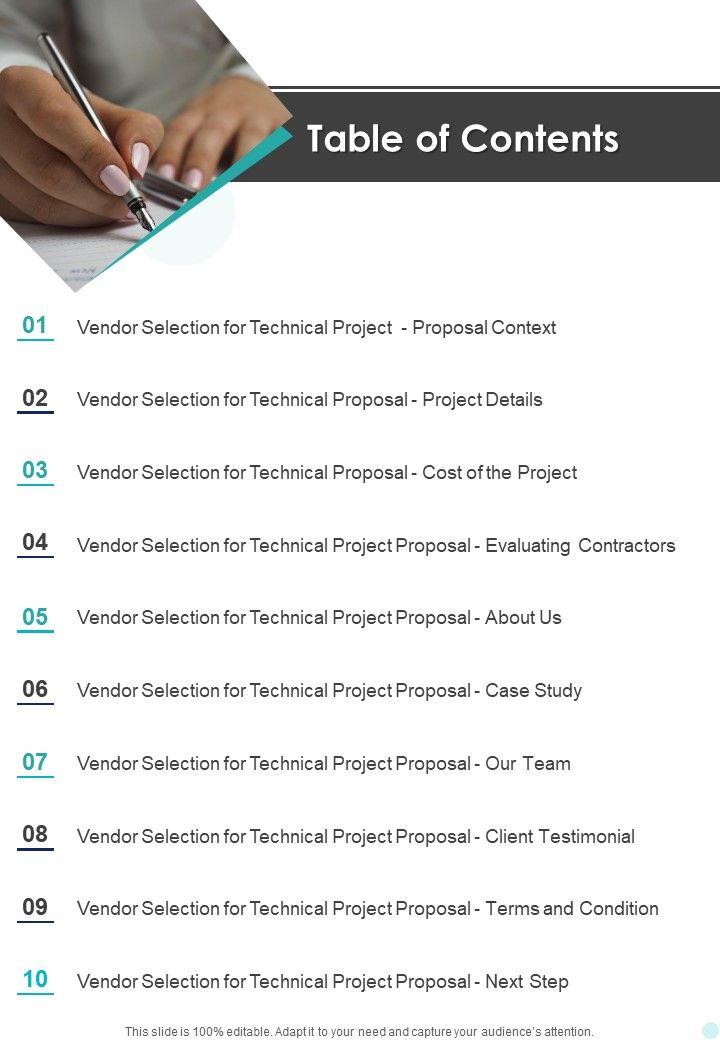 Table_Of_Contents_Contractor_Selection_For_Venture_Proposal_One_Pager_Sample_Example_Document_Slide_1.jpg