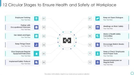 12_Circular_Stages_To_Ensure_Health_And_Safety_At_Workplace_Elements_PDF_Slide_1.jpg