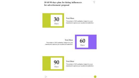 30_60_90_Days_Plan_For_Hiring_Influencers_For_Advertisement_Proposal_One_Pager_Sample_Example_Document_Slide_1.jpg