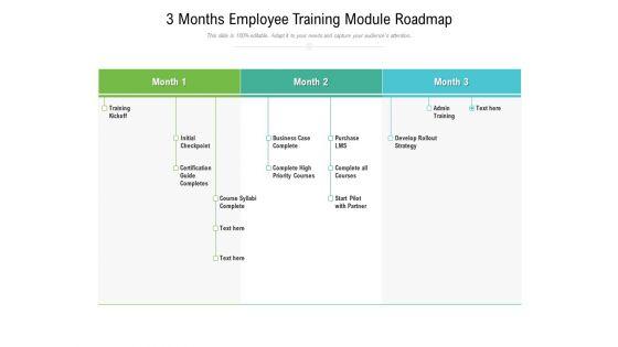 3 Months Employee Training Module Roadmap Slides 3 Months Employee Training Module Roadmap Slides