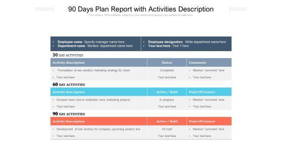 90_Days_Plan_Report_With_Activities_Description_Ppt_PowerPoint_Presentation_Styles_Skills_PDF_Slide_1.jpg