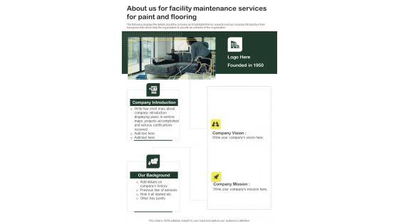 About_Us_For_Facility_Maintenance_Services_For_Paint_And_Flooring_One_Pager_Sample_Example_Document_Slide_1.jpg