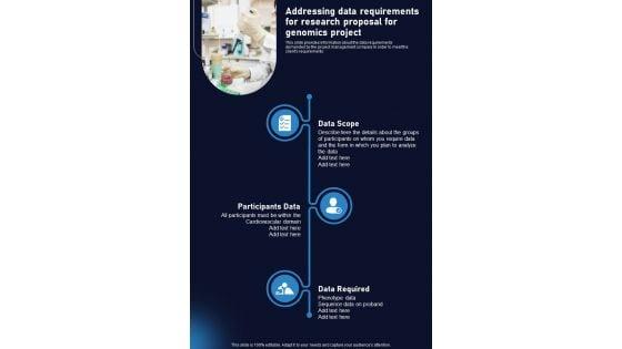 Addressing_Data_Requirements_For_Research_Proposal_For_Genomics_Project_One_Pager_Sample_Example_Document_Slide_1.jpg