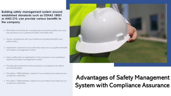 Advantages Of Safety Management System With Compliance Assurance Ppt PowerPoint Presentation Model Ideas PDF Advantages Of Safety Management System With Compliance Assurance Ppt PowerPoint Presentation Model Ideas PDF