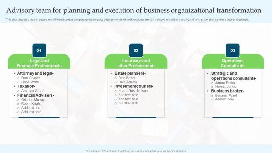 Advisory_Team_For_Planning_And_Execution_Of_Business_Organizational_Transformation_Summary_PDF_Slide_1.jpg