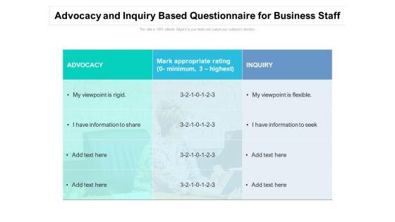 Advocacy_And_Inquiry_Based_Questionnaire_For_Business_Staff_Ppt_PowerPoint_Presentation_Styles_Vector_PDF_Slide_1.jpg