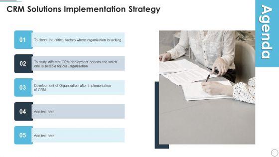 Agenda CRM Solutions Implementation Strategy Introduction PDF Agenda CRM Solutions Implementation Strategy Introduction PDF