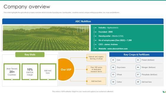 Agricultural Business Company Profile Company Overview Graphics PDF Agricultural Business Company Profile Company Overview Graphics PDF
