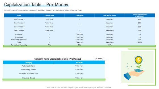 Angel_Investor_For_Seed_Pitch_Deck_Capitalization_Table_Pre_Money_Ppt_Outline_Graphics_PDF_Slide_1.jpg