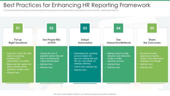 Best Practices For Enhancing HR Reporting Framework Demonstration PDF Best Practices For Enhancing HR Reporting Framework Demonstration PDF