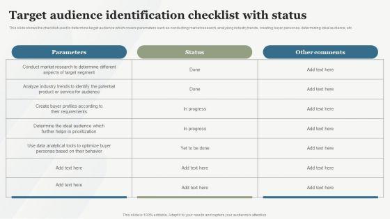 Boosting_Customer_Base_Through_Effective_Target_Audience_Identification_Checklist_With_Status_Summary_PDF_Slide_1.jpg