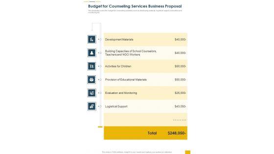 Budget_For_Counseling_Services_Business_Proposal_One_Pager_Sample_Example_Document_Slide_1.jpg
