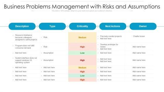 Business_Problems_Management_With_Risks_And_Assumptions_Ppt_PowerPoint_Presentation_Gallery_Designs_PDF_Slide_1.jpg