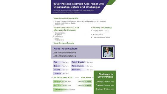 Buyer_Persona_Example_One_Pager_With_Organization_Details_And_Challenges_PDF_Document_PPT_Template_Slide_1.jpg