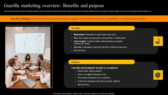 Buzz_Marketing_Strategies_To_Expand_Campaign_Reach_Guerilla_Marketing_Overview_Benefits_And_Purpose_Professional_PDF_Slide_1.jpg