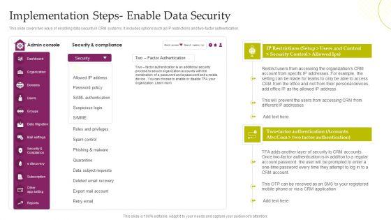 CRM System Deployment Plan Implementation Steps Enable Data Security Designs PDF CRM System Deployment Plan Implementation Steps Enable Data Security Designs PDF
