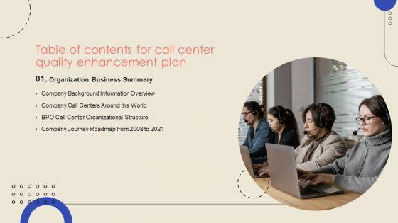 Call Center Quality Enhancement Plan Table Of Contents Brochure PDF Call Center Quality Enhancement Plan Table Of Contents Brochure PDF