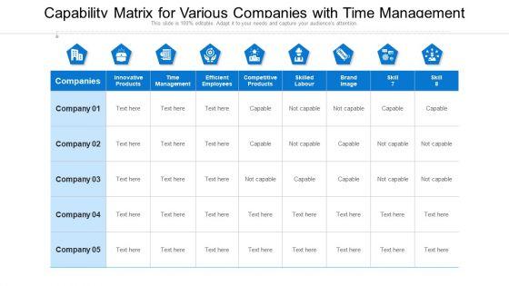 Capability_Matrix_For_Various_Companies_With_Time_Management_Ppt_Gallery_Infographics_PDF_Slide_1.jpg