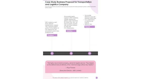 Case_Study_Business_Proposal_For_Transportation_And_Logistics_Company_One_Pager_Sample_Example_Document_Slide_1.jpg