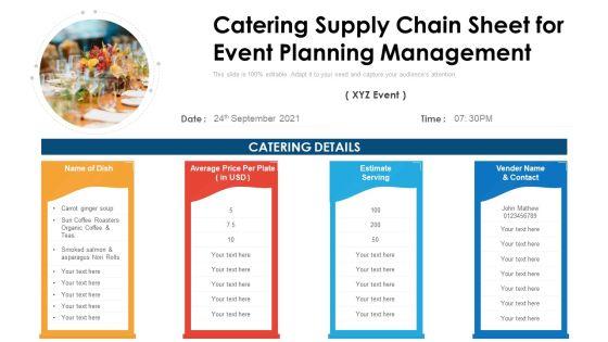 Catering Supply Chain Sheet For Event Planning Management Ppt PowerPoint Presentation File Vector PDF Catering Supply Chain Sheet For Event Planning Management Ppt PowerPoint Presentation File Vector PDF