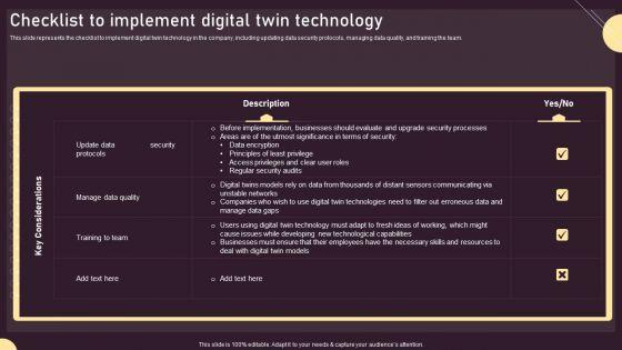 Checklist_To_Implement_Digital_Twin_Technology_Ppt_PowerPoint_Presentation_File_Infographics_PDF_Slide_1.jpg