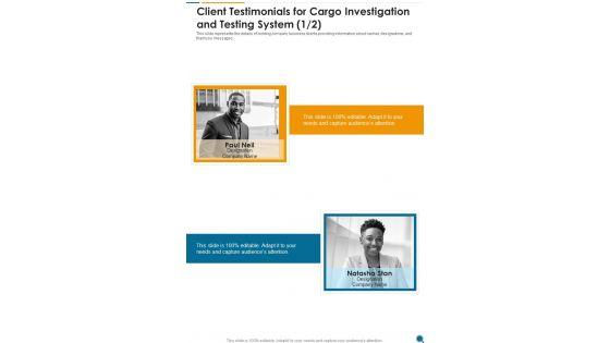 Client_Testimonials_For_Cargo_Investigation_And_Testing_System_One_Pager_Sample_Example_Document_Slide_1.jpg