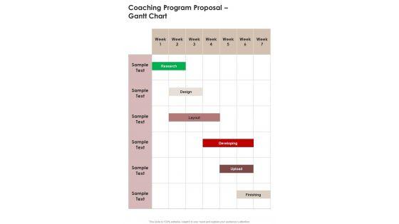 Coaching Program Proposal Gantt Chart One Pager Sample Example Document Coaching Program Proposal Gantt Chart One Pager Sample Example Document