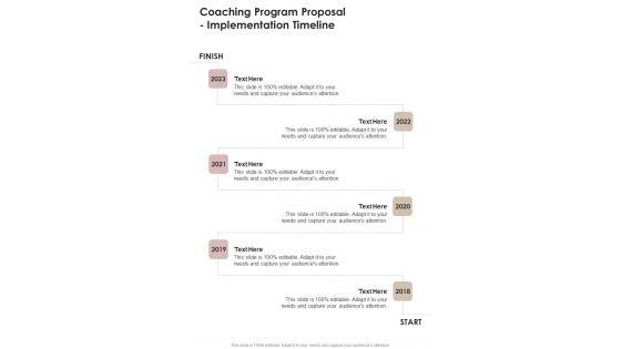 Coaching Program Proposal Implementation Timeline One Pager Sample Example Document Coaching Program Proposal Implementation Timeline One Pager Sample Example Document