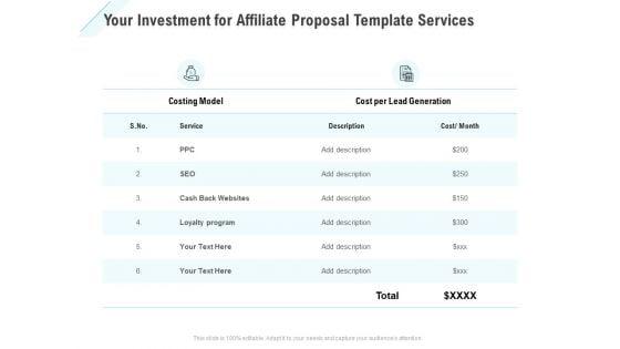 Commission_Based_Marketing_Your_Investment_For_Affiliate_Proposal_Template_Services_Ppt_Layouts_Maker_PDF_Slide_1.jpg