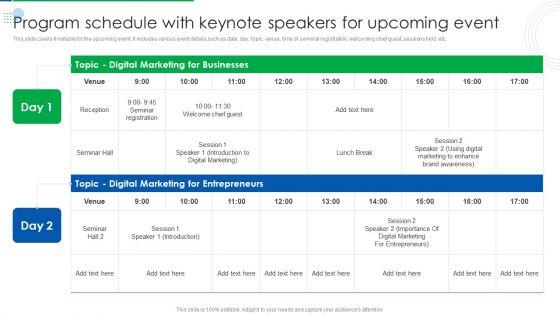 Company Event Communication Program Schedule With Keynote Speakers Brochure PDF Company Event Communication Program Schedule With Keynote Speakers Brochure PDF