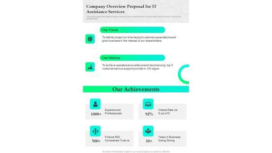 Company_Overview_Proposal_For_IT_Assistance_Services_One_Pager_Sample_Example_Document_Slide_1.jpg