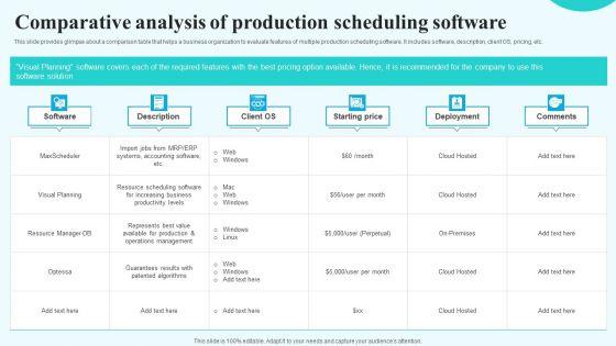 Comparative Analysis Of Production Scheduling Software Ideas PDF Comparative Analysis Of Production Scheduling Software Ideas PDF