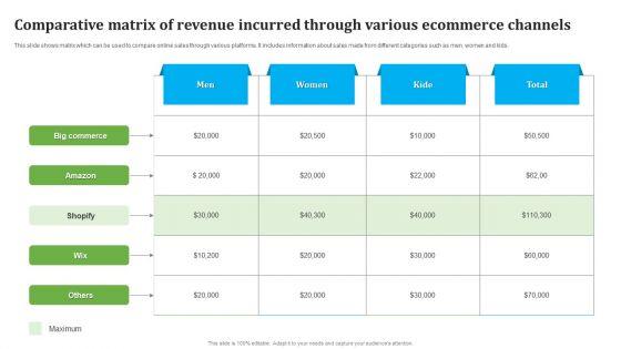 Comparative_Matrix_Of_Revenue_Incurred_Through_Various_Ecommerce_Channels_Sample_PDF_Slide_1.jpg