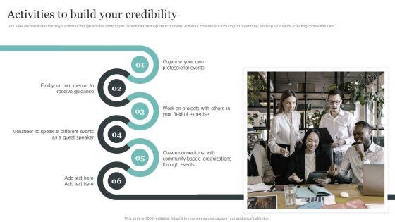 Comprehensive Personal Branding Guidelines Activities To Build Your Credibility Topics PDF Comprehensive Personal Branding Guidelines Activities To Build Your Credibility Topics PDF