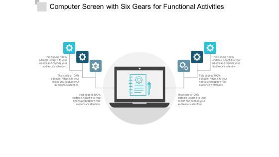 Computer Screen With Six Gears For Functional Activities Ppt PowerPoint Presentation Slides Model Computer Screen With Six Gears For Functional Activities Ppt PowerPoint Presentation Slides Model