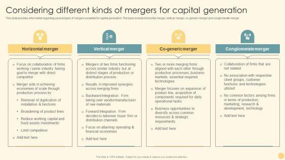 Considering_Different_Kinds_Of_Mergers_For_Capital_Generation_Ppt_PowerPoint_Presentation_File_Infographics_PDF_Slide_1.jpg