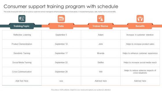 Consumer Support Training Program With Schedule Graphics PDF Consumer Support Training Program With Schedule Graphics PDF