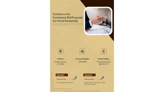 Contact_Us_For_Contractor_Bid_Proposal_For_Hotel_Dealership_One_Pager_Sample_Example_Document_Slide_1.jpg
