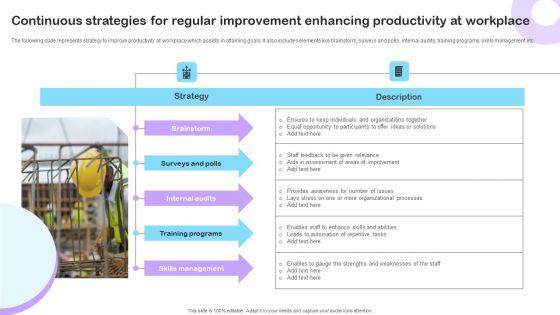 Continuous_Strategies_For_Regular_Improvement_Enhancing_Productivity_At_Workplace_Designs_PDF_Slide_1.jpg