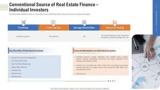 Conventional_Source_Of_Real_Estate_Finance_Individual_Investors_Ppt_Professional_Deck_PDF_Slide_1.jpg
