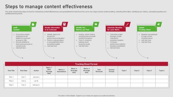 Creating_Content_Marketing_Technique_For_Brand_Promotions_Steps_To_Manage_Content_Effectiveness_Template_PDF_Slide_1.jpg