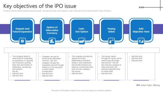 Credit_Resources_For_New_Business_Key_Objectives_Of_The_IPO_Issue_Ppt_Icon_Shapes_PDF_Slide_1.jpg