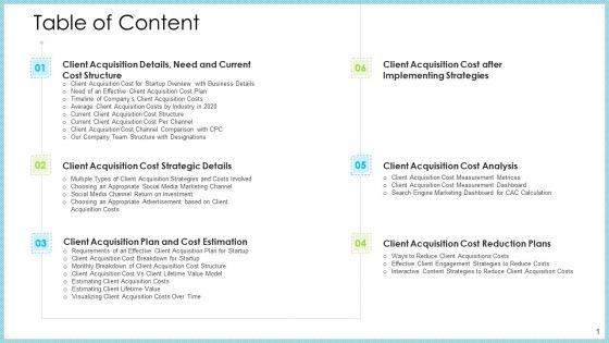 Customer_Acquiring_Price_For_Retaining_New_Clients_Table_Of_Content_Infographics_PDF_Slide_1.jpg
