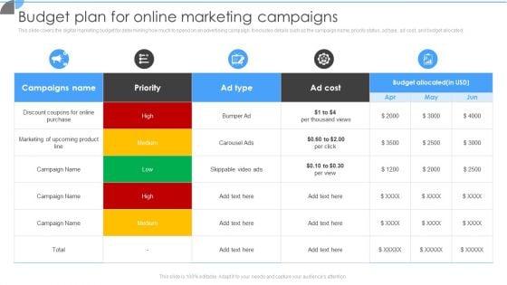 Customer_Acquisition_Approaches_To_Enhance_Organization_Growth_Budget_Plan_For_Online_Marketing_Campaigns_Clipart_PDF_Slide_1.jpg