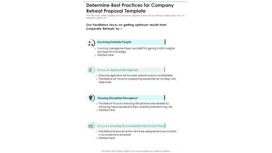 Determine_Best_Practices_For_Company_Retreat_Proposal_Template_One_Pager_Sample_Example_Document_Slide_1.jpg