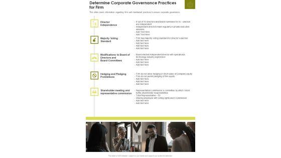 Determine Corporate Governance Practices For Firm One Pager Documents Determine Corporate Governance Practices For Firm One Pager Documents