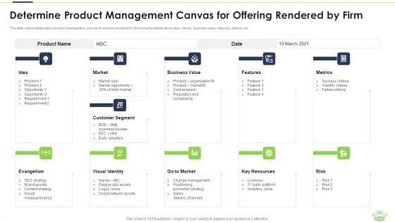 Determine_Product_Management_Canvas_For_Offering_Rendered_By_Firm_Professional_PDF_Slide_1.jpg